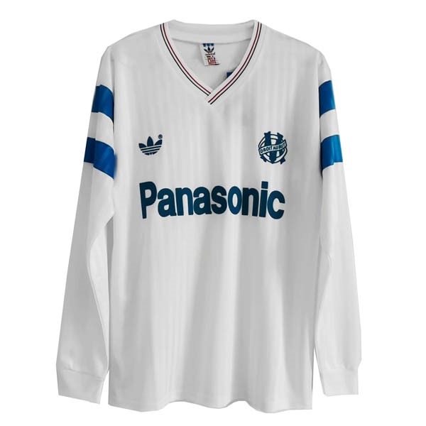 Camiseta Marsella Replica Primera Ropa ML Retro 1990 Blanco